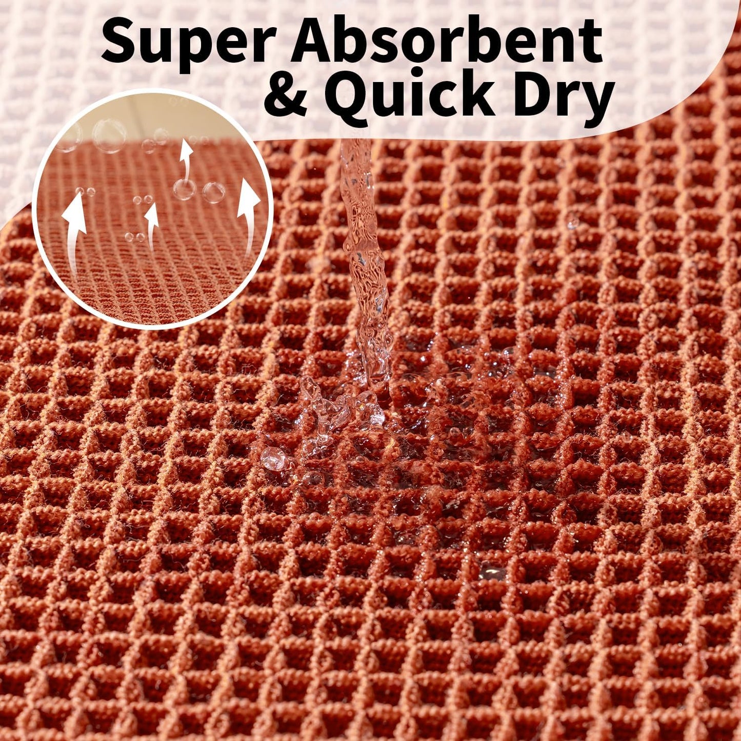 Waffle Bath Mat - Boho Bathroom Rugs Non Slip Washable, Super Absorbent & Quick Dry, Soft Bath Mat Farmhouse Bathroom Decor, 20'' x 32'', Dirty Orange