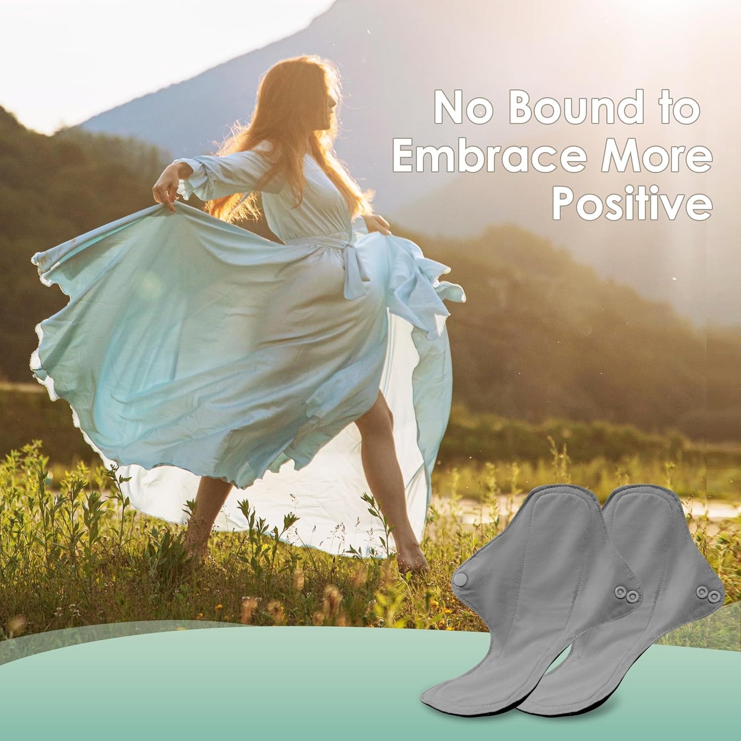 wegreeco 6 Pcs Reusable Menstrual Pads, Ultra Absorbent Cloth Pads for Heavy Flow, Sanitary for Teens, Women, Nonslip, Grey Inner, Grey Outer, Medium