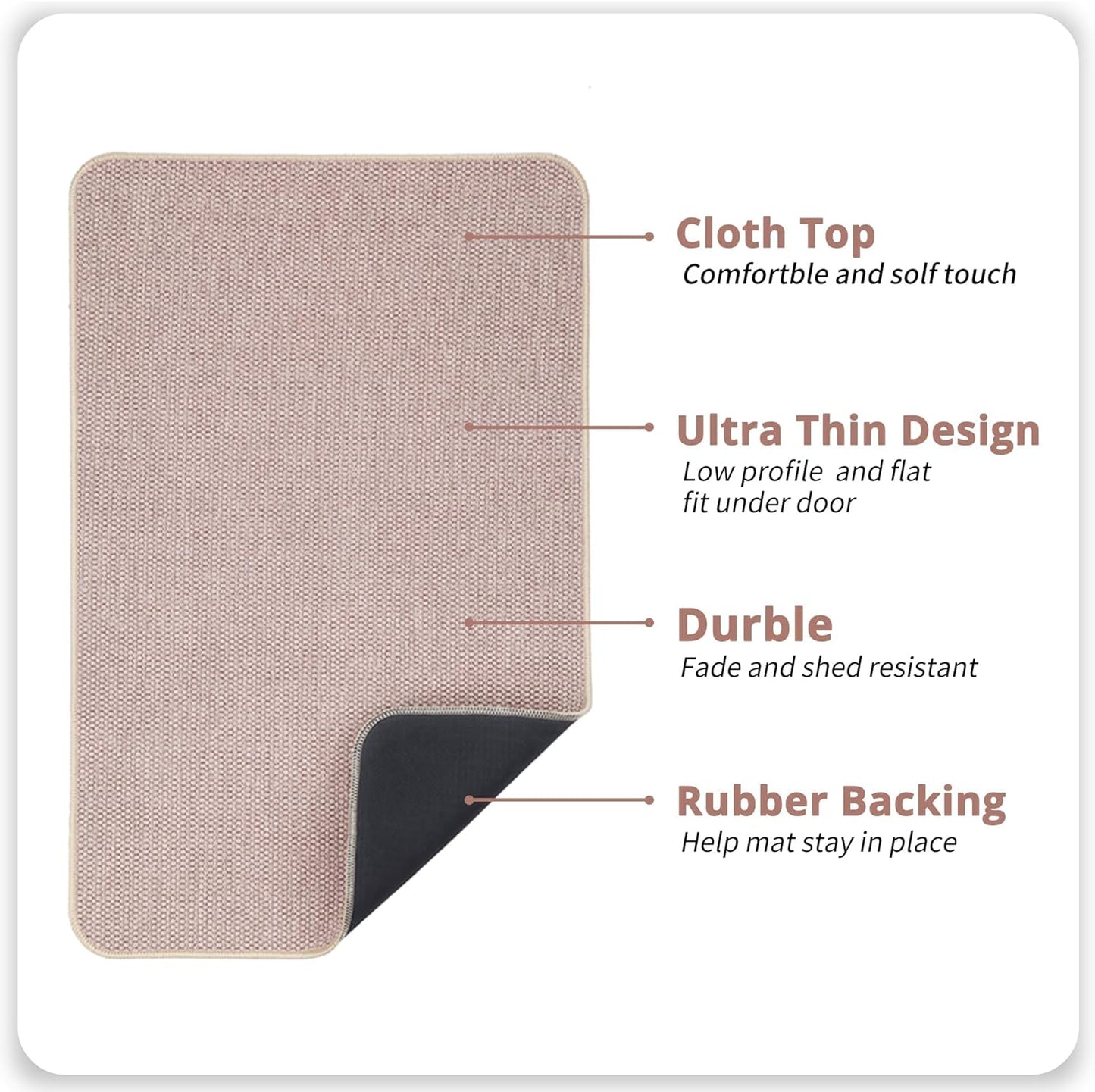 Bath Mat,Ultra Thin Bathroom Runner Rugs,Large Bath Mats for Bathroom,Quick Dry,Non-Slip,Machine Washable,Low Pile,Bath Rug,Shower Outside,Sink,Home Decor Accessories.Beige,1'9"x3'11"(21x47inch)