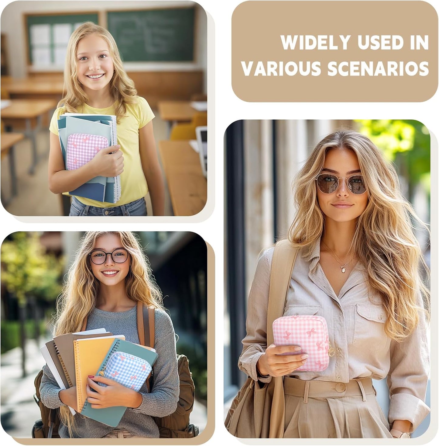 Period Bag for Teen Girls, Canvas Sanitary Napkin Storage Bag with Zipper, Portable Menstrual Pad Bag Tampon Holder for Purse