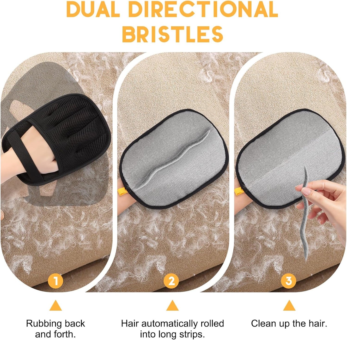 Pet Hair Remover, 2025 Upgrated Five-Finger Electrostatic Pet Hair Removal Gloves, Cat & Dog Hair Remover for Couch, Furniture,Clothing, Animal Fur Removal Tool, Cat Grooming Gloves-2PCS