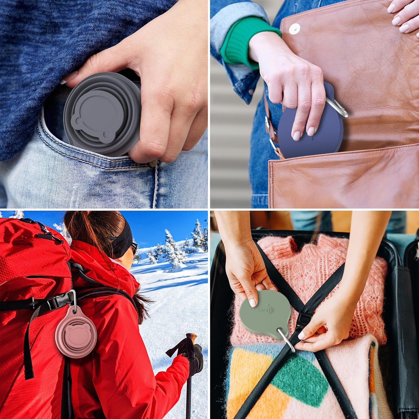 IYYI Collapsible Cup for Traveling, Silicone Foldable Cup, Camping Mug with Lid, Folding Mug for Camping, Hiking, Outdoors, Travel (2 Pack-Blue-Orange)