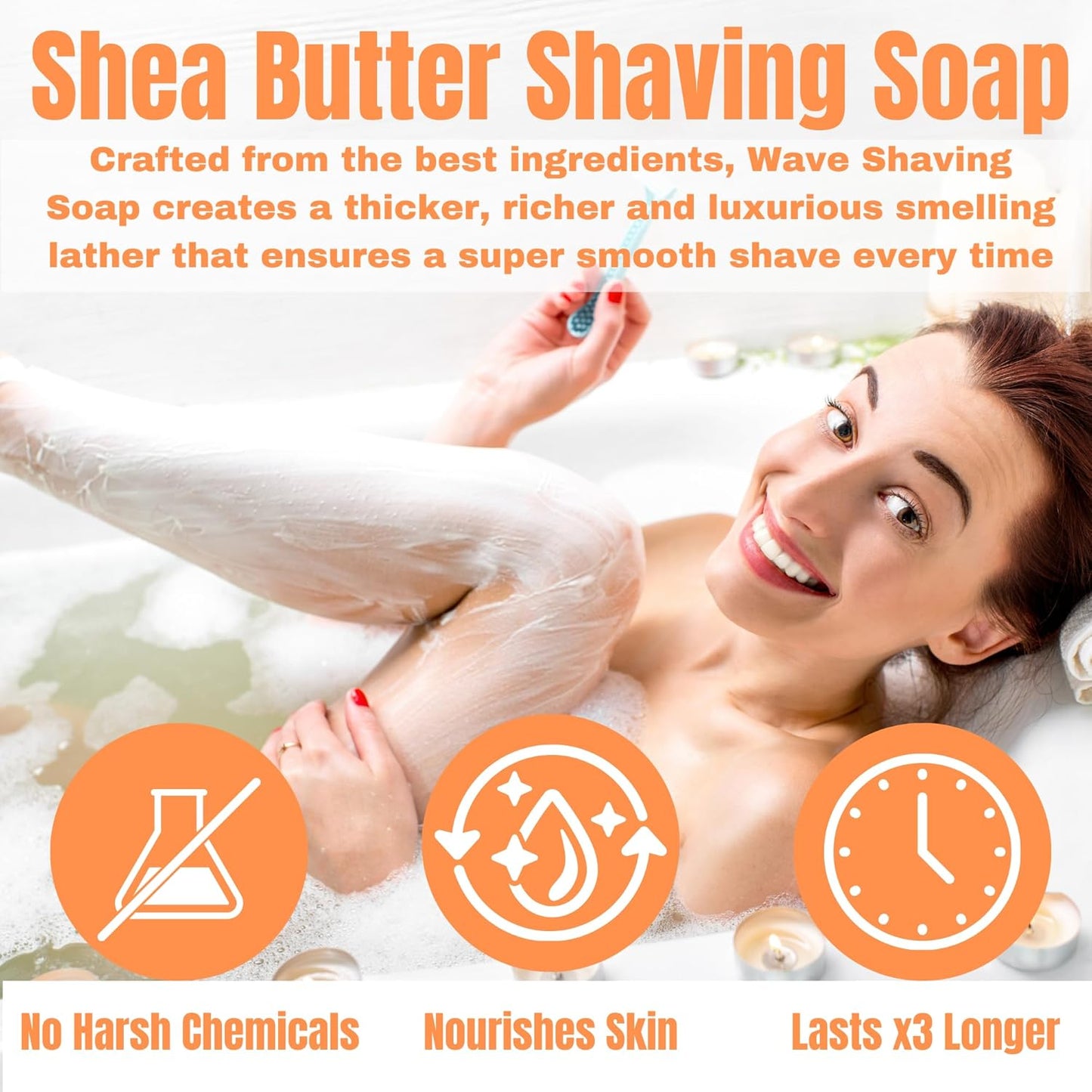 Vanilla Citrus Shaving Soap for Women – Shea Butter Infused Moisturizing Bar for Sensitive Skin – Long-Lasting, Smooth Shave for Legs, Underarms & Bikini Area