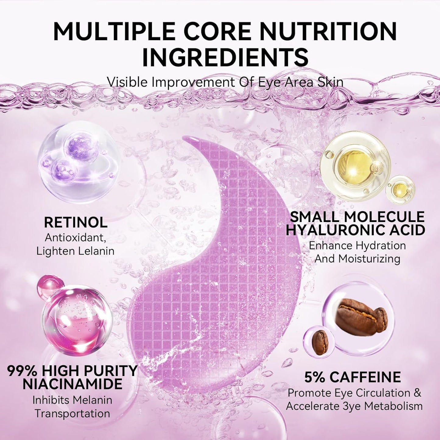 BREYLEE Retinol Eye Mask Under Eye Patches with Retinol, Collagen & Hyaluronic Acid, Reduce Puffy Eyes, Dark Circles, Wrinkles & Fine Lines, Anti-Aging Smoothing Skin Care for Women & Men - 60 Pcs