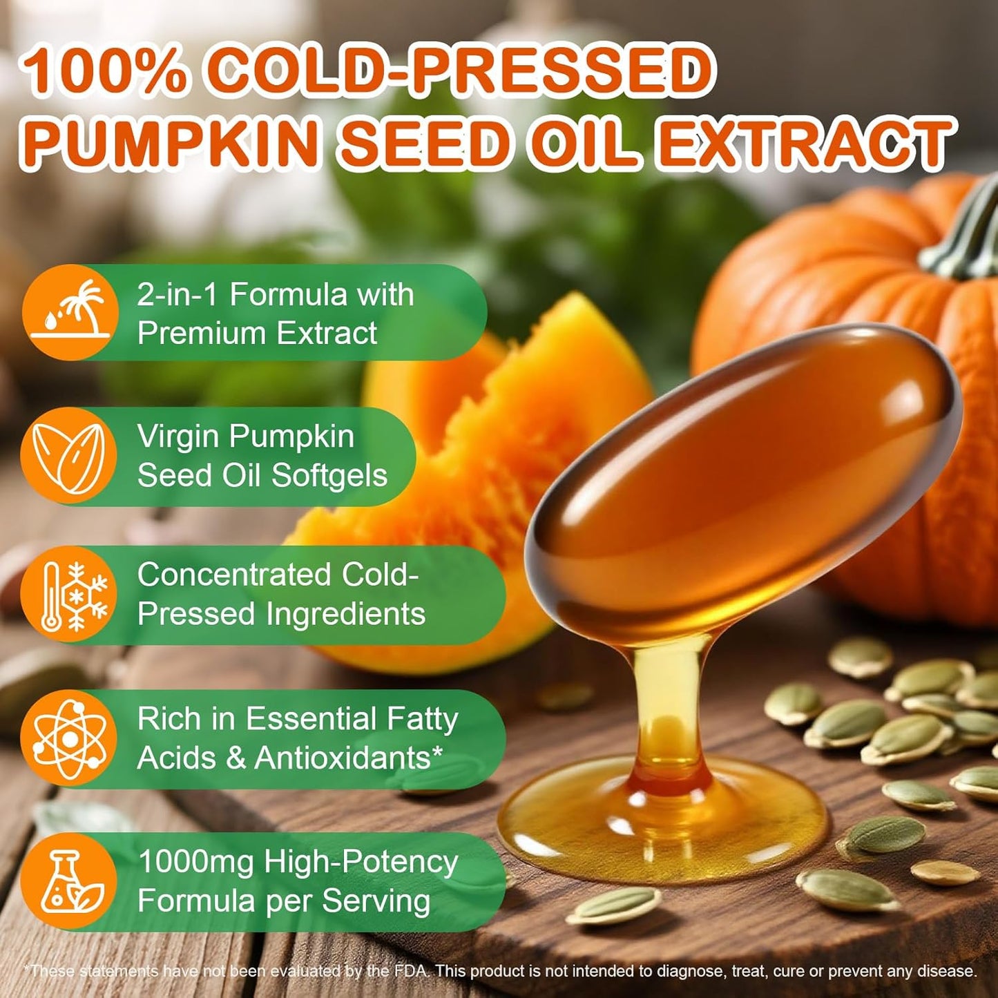 Pumpkin Seed Oil with Saw Palmetto (1000mg per Serving), Cold-Pressed Pumpkin Seed Oil for Hair Growth, Prostate Health, Urinary Tract Support, 300 Softgels Supplement of Essential Fatty Acids