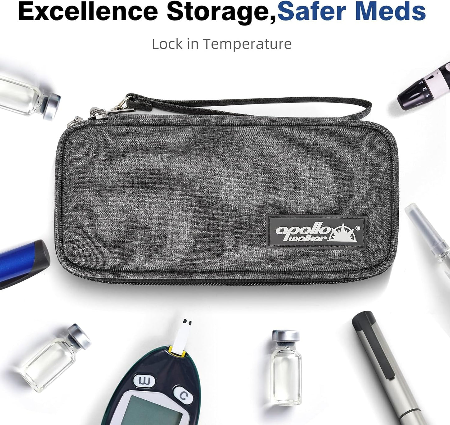 apollo walker Insulin Cooler Travel Case Diabetic Medication Cooler with Ice Packs and Insulation Liner insulin cooler travel case tsa approved