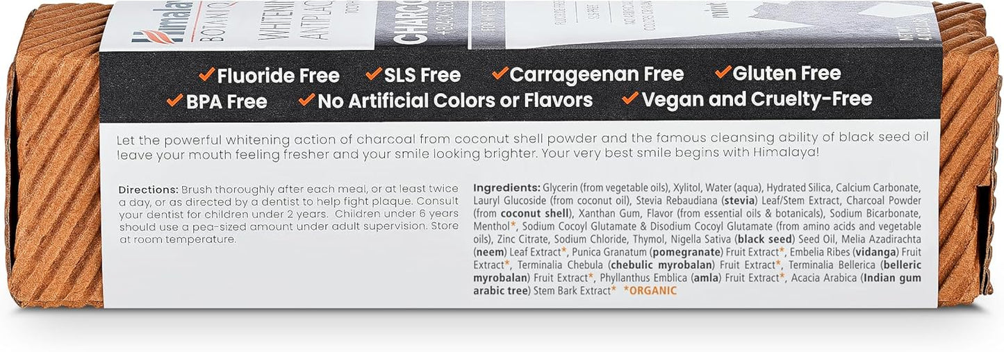 Himalaya Botanique Whitening Antiplaque Toothpaste with Charcoal and Black Seed Oil for Whiter Teeth, 4 oz…