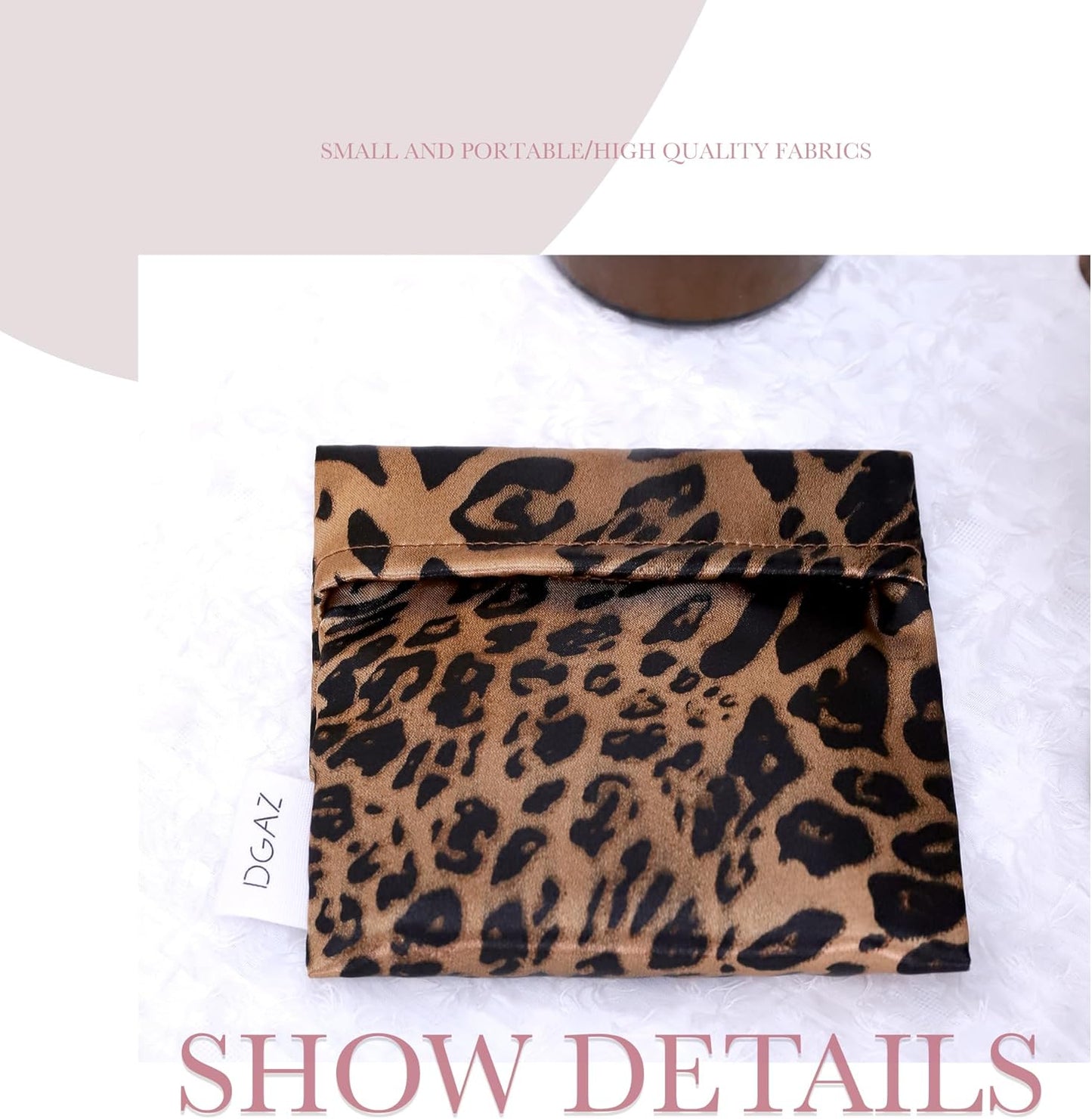 DGAZ Sanitary Napkin Storage Bag, Period Bag for Teen Aged Girls, Portable Period Bag for Panty Liners/Menstrual Cup/Small Tampons,Mini Makeup Bag for Purse(Leopard B)