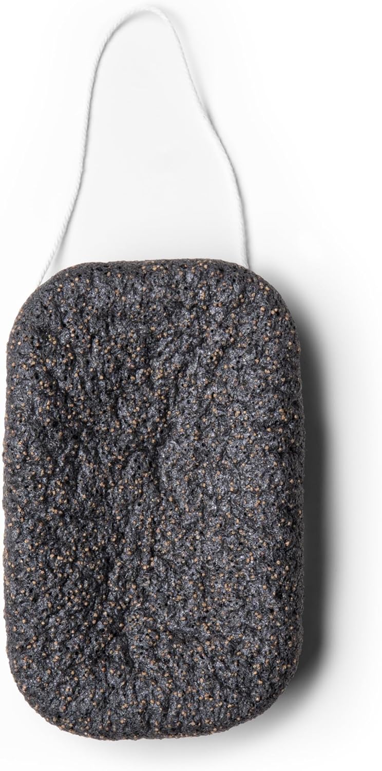 Everist The Exfoliating Konjac Body Sponge, Natural, Reusable, Compostable Bath Sponge for Sensitive Skin, Charcoal Cleansing, 60+ Uses, 1 Each