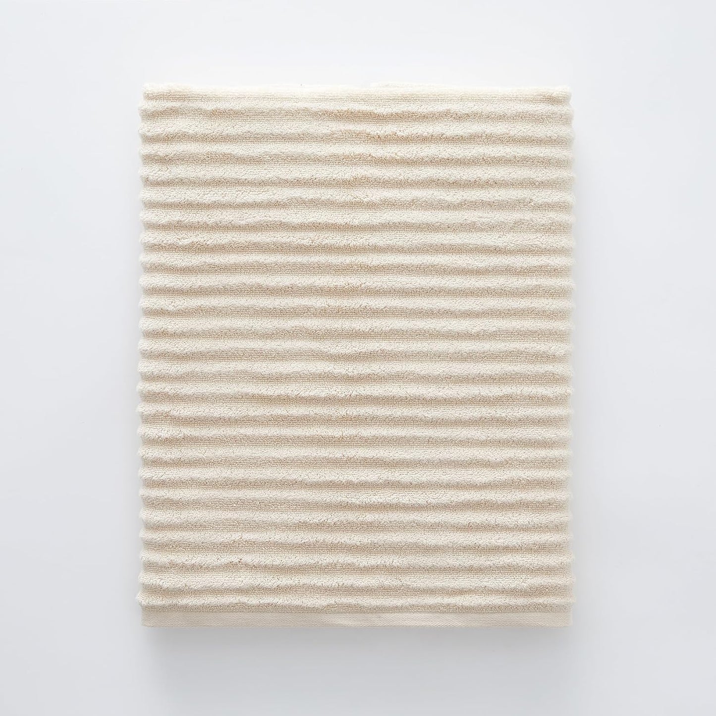 Blue Loom Ribbed Bath Sheet & Towel, 100% Cotton 600 GSM, Soft Absorbent Durable Quick Drying Bath Sheet & Bath Towel Set for Bathroom - Mason Set of 2 Ivory Beige (65" x 45" & 58" x 30")