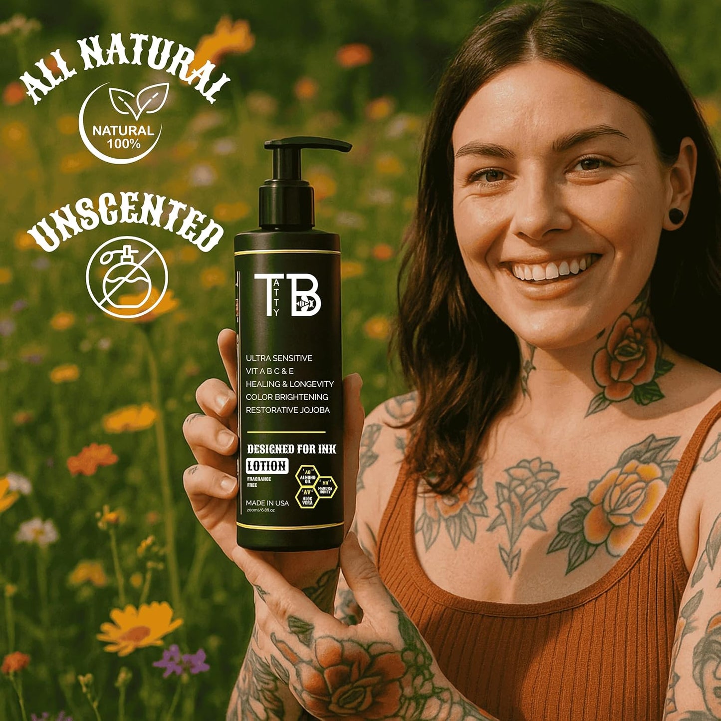 Tattoo Aftercare Lotion – Hydrating Tattoo Moisturizer with Jojoba Oil, Manuka Honey & Vitamins A, B, C & E – Soothes, Heals & Protects Ink – Fast-Absorbing, Non-Greasy – 6.8 fl oz