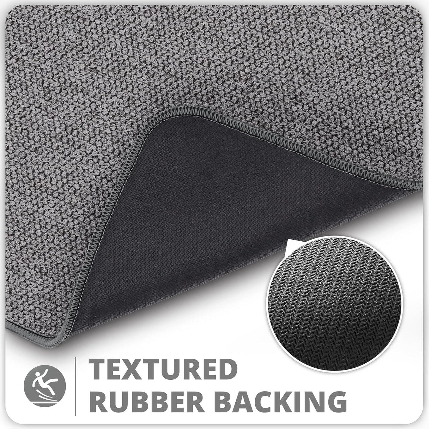Bath Mat,Ultra Thin Bathroom Runner Rugs,Large Bath Mats for Bathroom,Quick Dry,Non-Slip,Machine Washable,Low Pile,Bath Rug,Shower Outside,Sink,Home Decor Accessories.Dark Grey,2'x5'(24x60inch)
