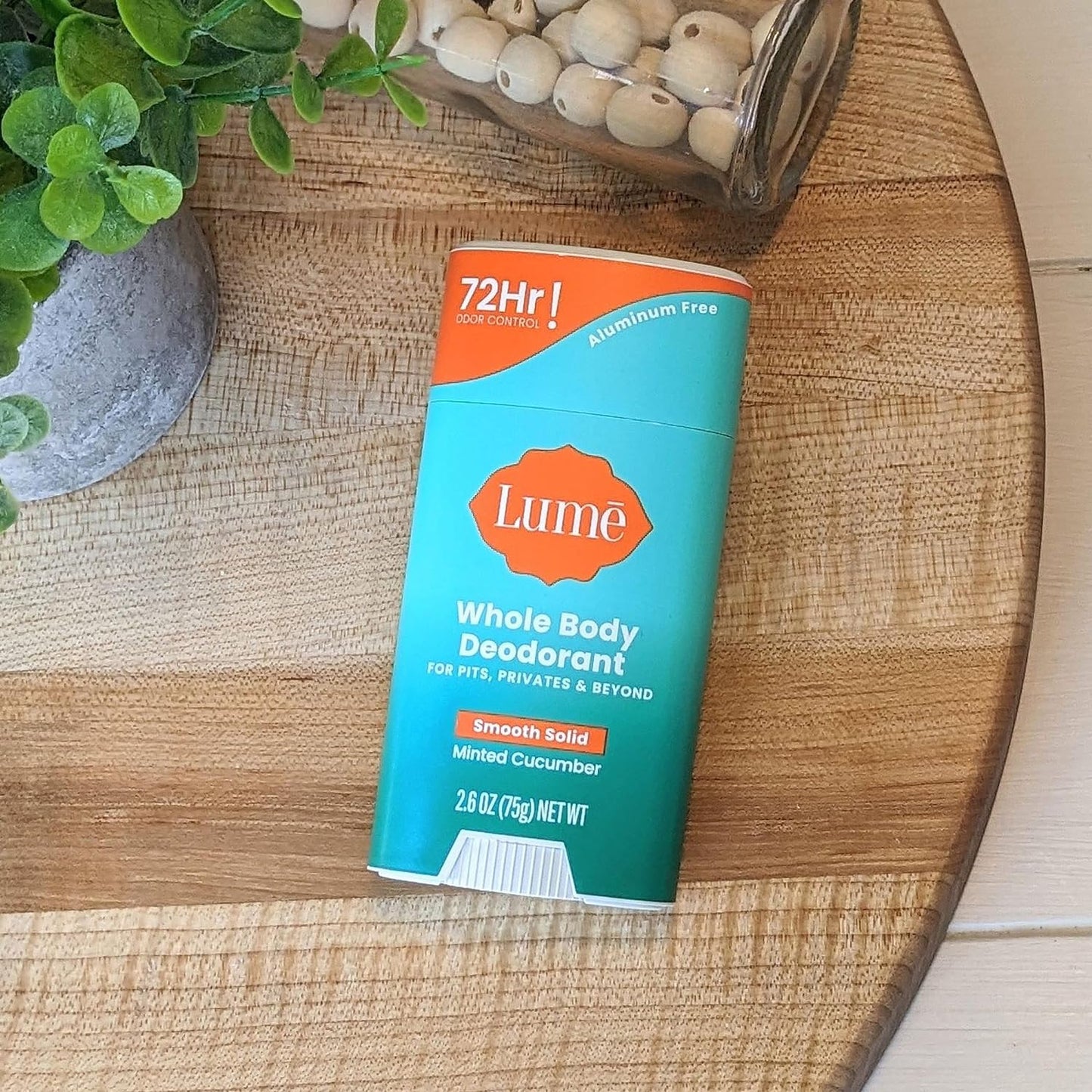 Lume Whole Body Deodorant - Smooth Solid Stick - 72 Hour Odor Control - Aluminum Free, Baking Soda Free and Skin Safe - 2.6 Ounce (Pack of 2) (Minted Cucumber)