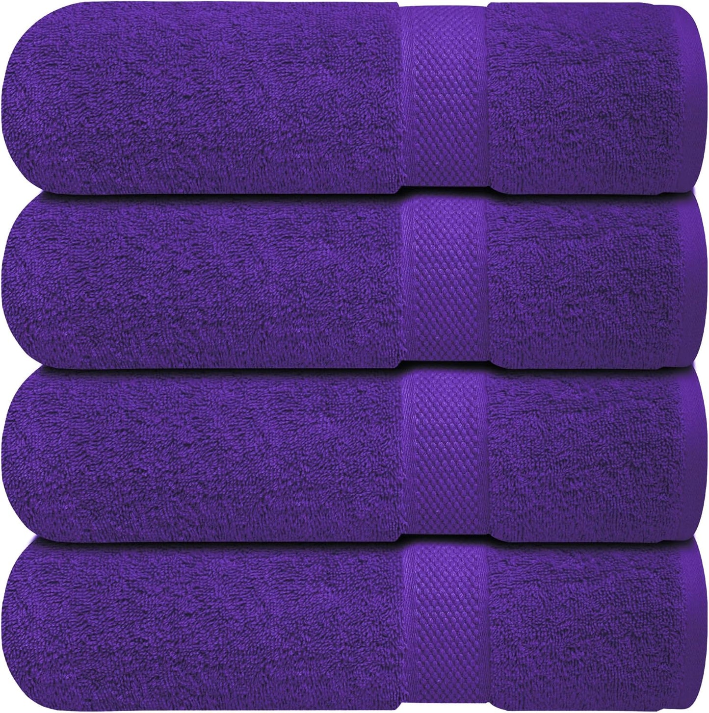 Infinitee Xclusives Luxury 100% Ring-Spun Cotton Bath Towels Set of 4 (27x54 inches) – Soft, Absorbent & Quick-Drying Towels for Bathroom, Gym, Spa & Hotel Use (Profound Purple, Bath Towels)