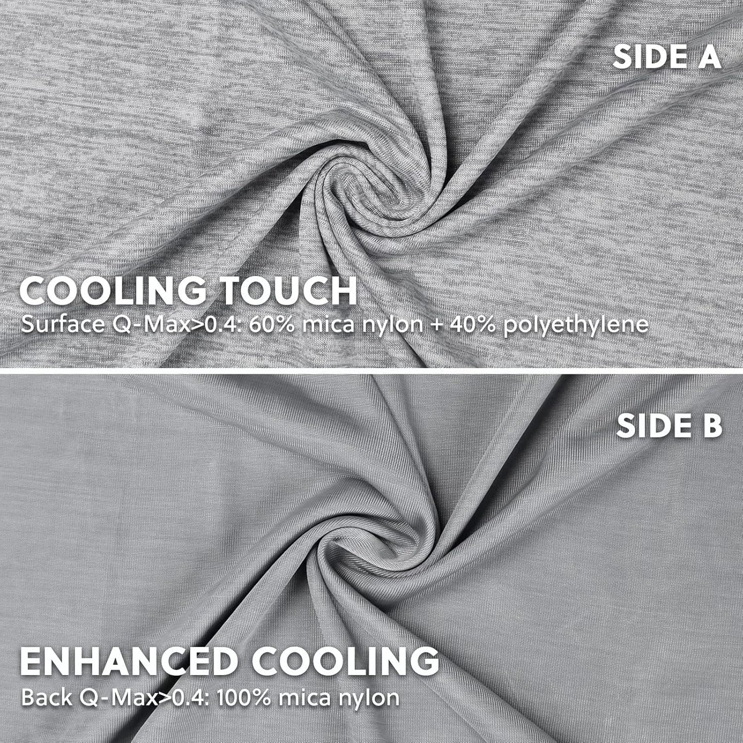 HOMFINE Cooling Pillowcases Queen Size - Double Side Q-Max 0.439 Cooling Fiber for Pillow Protector, Breathable Cold Pillow Cover for Hot Sleeper Night Sweat, Hidden Zipper, 2 Pack (20"x30", Grey)