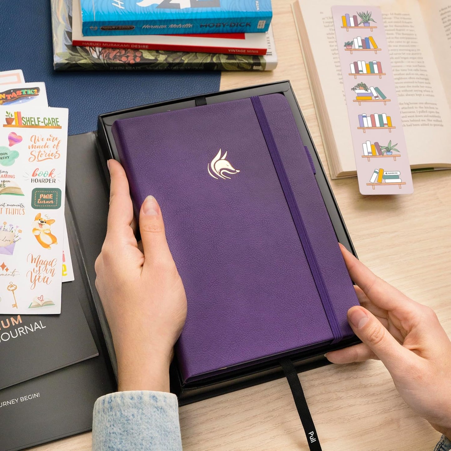 Clever Fox Reading Journal Premium – Review Log Notebook with Reading Tracker – Gifts & Accessories for Book Lovers, Adults & Kids (Purple)