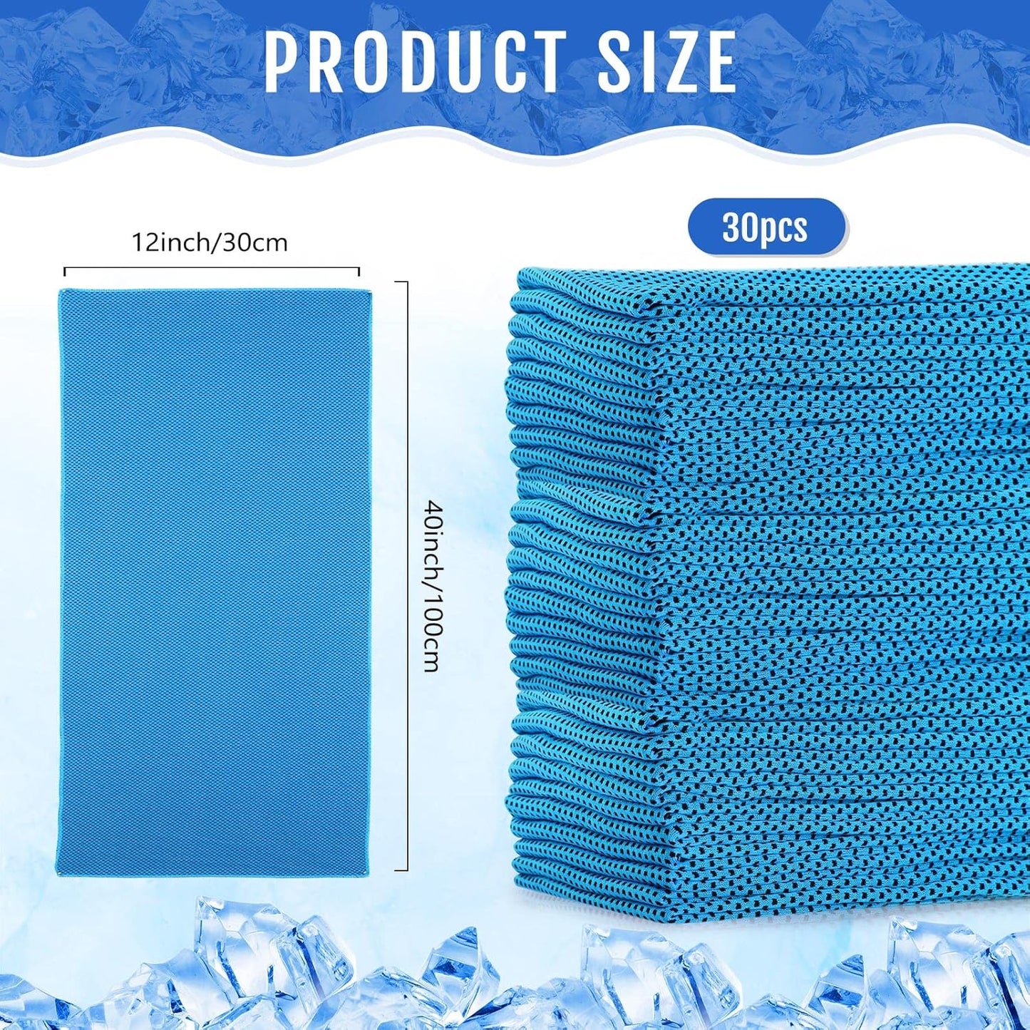 Hosuly 30 Pack Cooling Towels, 40"x12" Ice Breathable Soft Chilly Sweat Rag Microfiber Workout Rags for Gym Cooling Towels for Neck and Face for Yoga Golf Sport Running