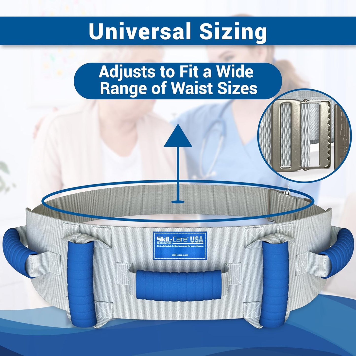 Skil-Care Half-Size Bed Rail Pads for Elderly and Multi-Grip Gait Belt with Handles, Safety Bed Covers and Transfer Belt for Seniors, Lift Assist, Mobility Aid, Wipe-Clean Vinyl