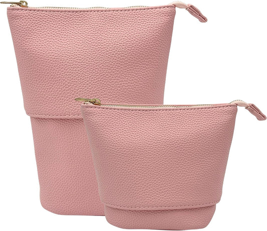 JAZD Travel Makeup Brush Bag Standup Brush Holder Portable Convertible Make up Brush Pouch Cosmetic Case (PINK)