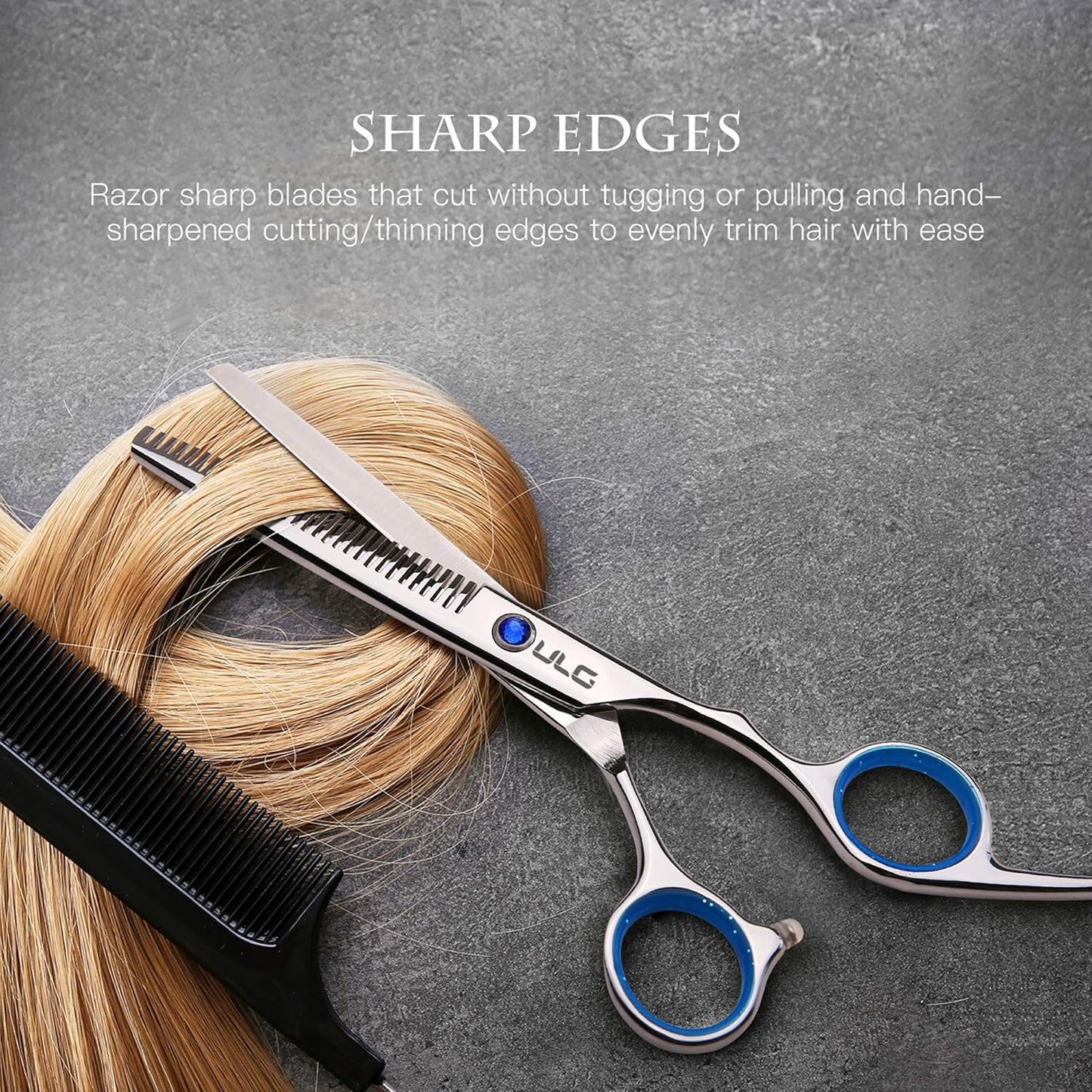Hair Cutting Scissors Thinning Shears Kit ULG Professional Barber Hairdressing Texturizing Salon Razor Edge Scissor Japanese Stainless Steel 6.5 inch