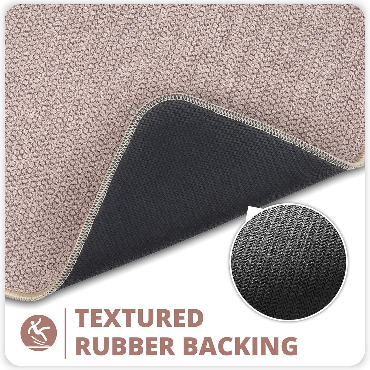 Bath Mat,Ultra Thin Bathroom Runner Rugs,Large Bath Mats for Bathroom,Quick Dry,Non-Slip,Machine Washable,Low Pile,Bath Rug,Shower Outside,Sink,Home Decor Accessories.Beige,1'5"x4'11"(17x59inch)