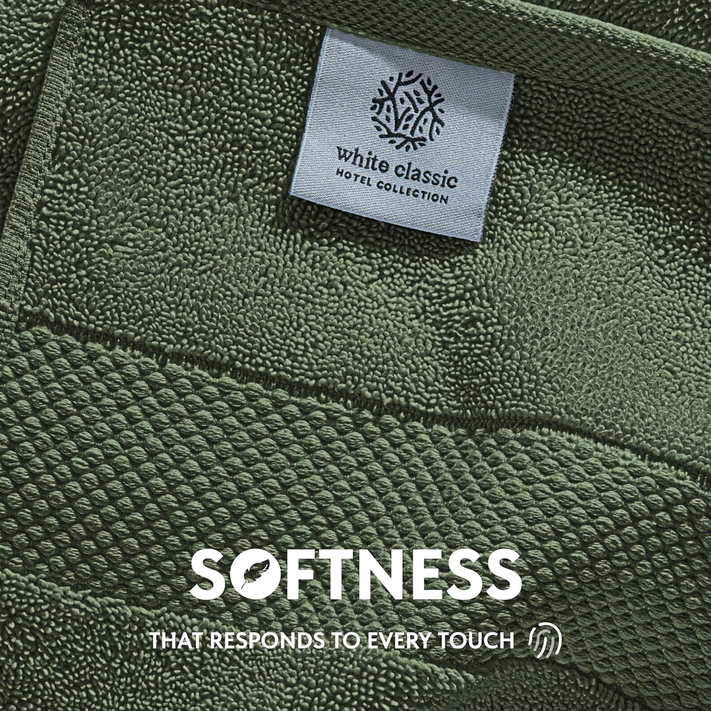 White Classic Luxury Forest Green Hand Towels - Soft 100% Turkish Cotton | Highly Absorbent Hotel spa Bathroom Towel Collection | 16x30 Inch | Set of 6