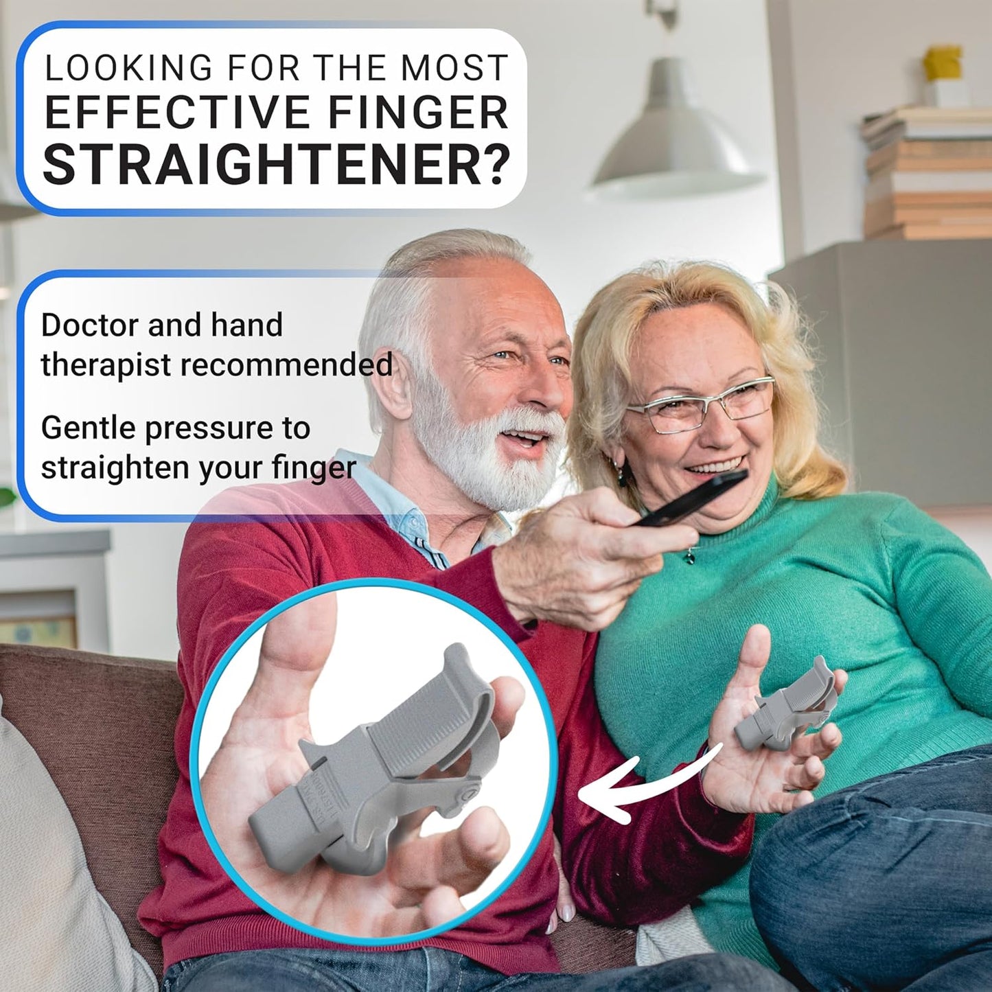 Finger Straightener | PIP Extension Orthosis/Splint For Bent Fingers, PIP Flexion Contractures | Adjustable Joint Stretcher Device | Made in USA | Purple/X-Large