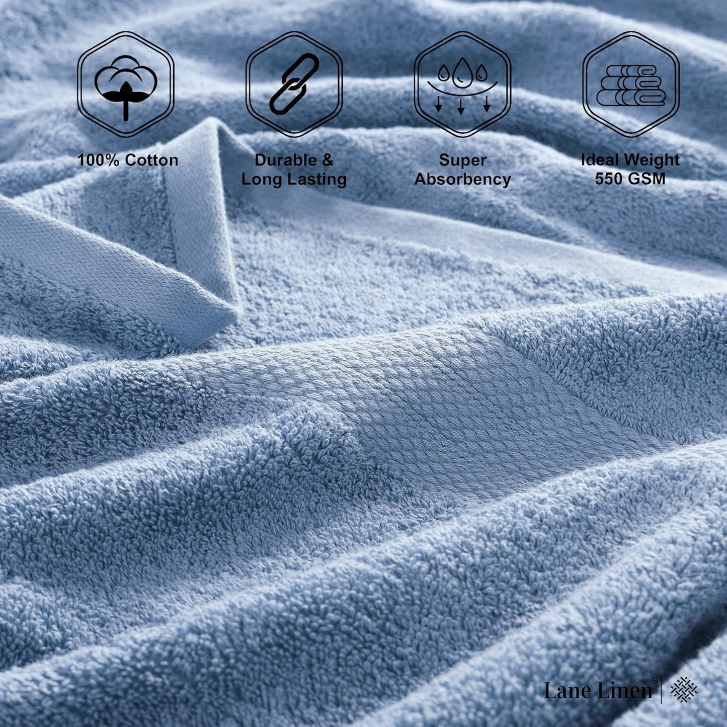 LANE LINEN 100% Cotton 2 Pack Bath Sheets (35"x66") - Ring Spun Cotton Extra Large Bathroom Towels - Quick Dry, Soft & Absorbent Oversized Bath Towels - Machine Wash in Cold Water - Cerulean Blue