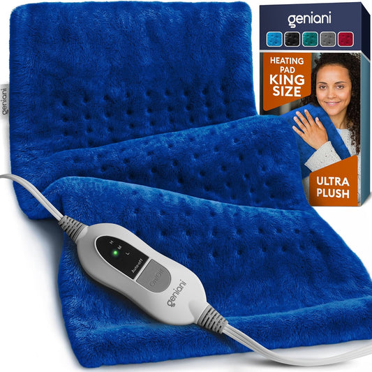 GENIANI Electric Throw - XL Heating Pad for Back Pain & Cramps Relief, Auto Shut Off, Machine Washable, Heat Pad, for All, Gifts for Women, Gifts for Men, Heat Patch (Space Blue)