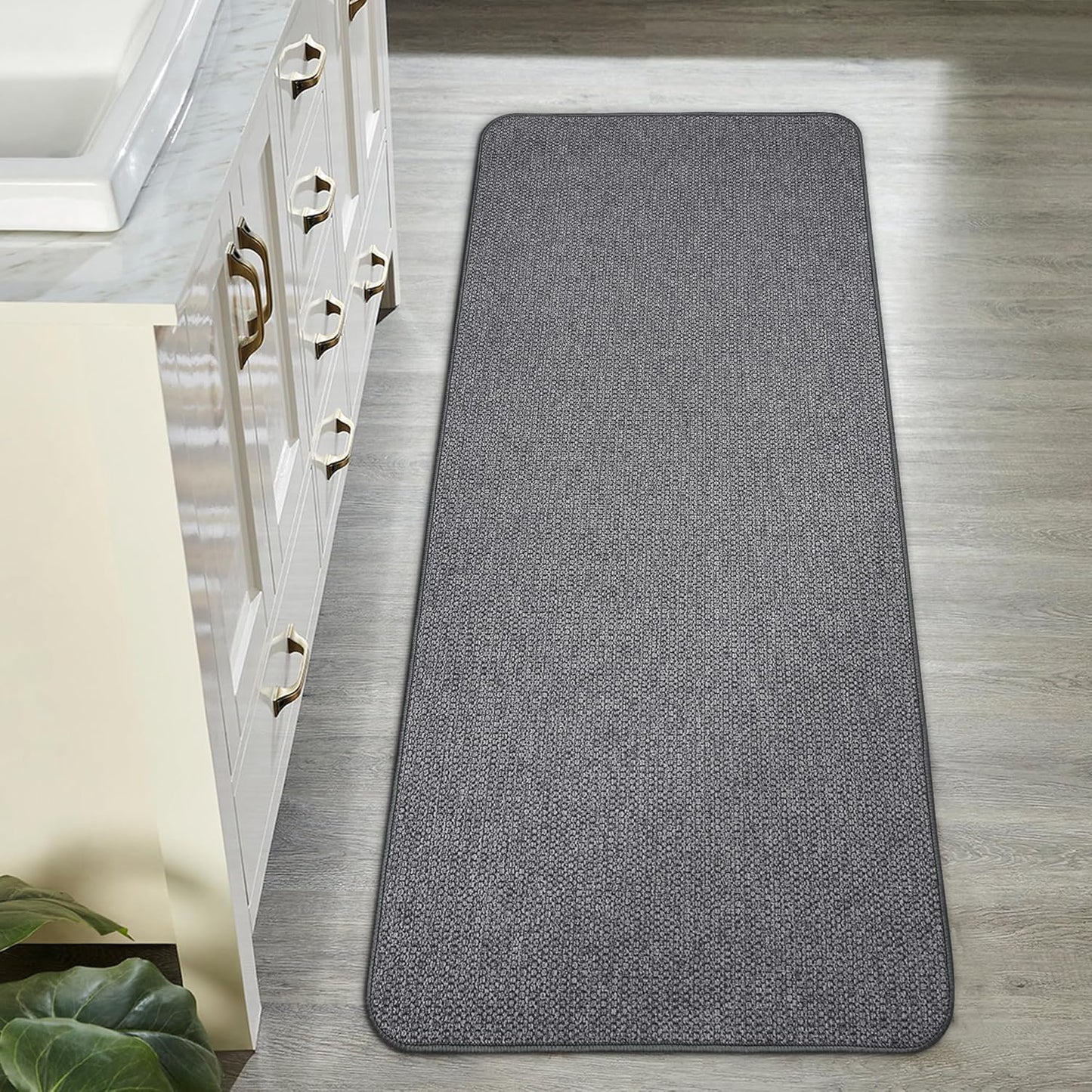Bath Mat,Ultra Thin Bathroom Runner Rugs,Large Bath Mats for Bathroom,Quick Dry,Non-Slip,Machine Washable,Low Pile,Bath Rug,Shower Outside,Sink,Home Decor Accessories.Dark Grey,2'x5'(24x60inch)