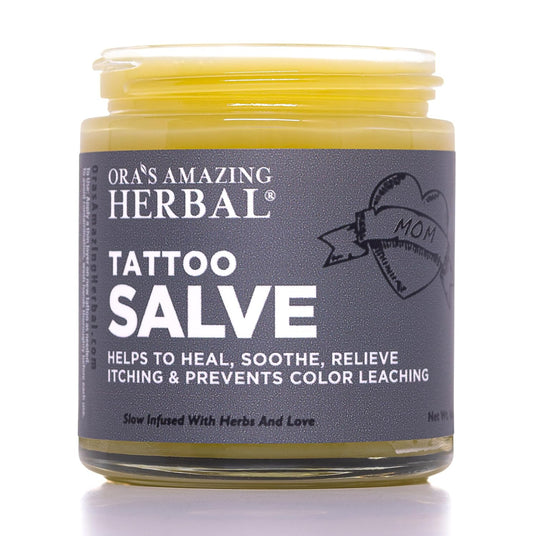 Ora's Amazing Herbal Tattoo Salve, Tattoo Aftercare Balm Cream Healing Ointment, Tattoo Care Brightener, USA Made, 4 oz