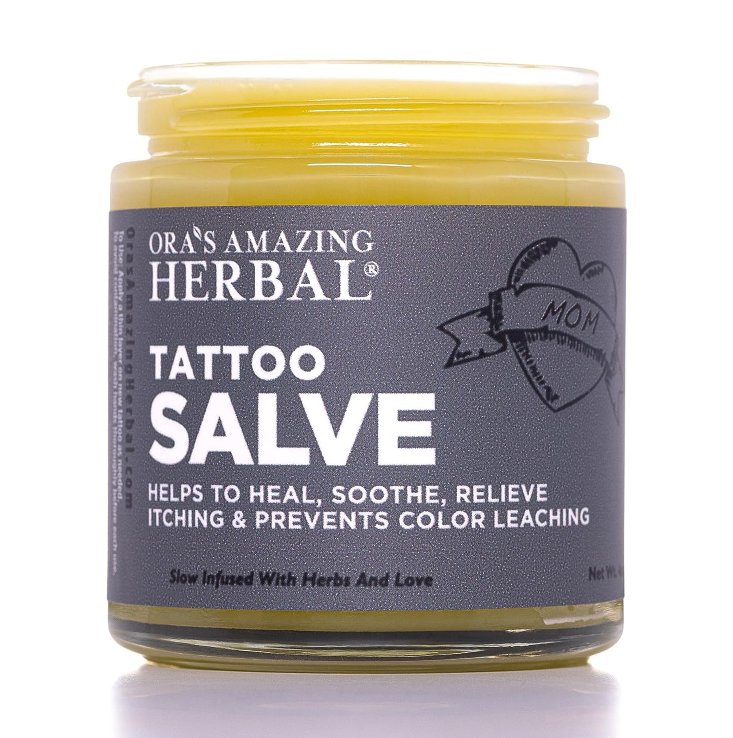 Ora's Amazing Herbal Tattoo Salve, Tattoo Aftercare Balm Cream Healing Ointment, Tattoo Care Brightener, USA Made, 4 oz