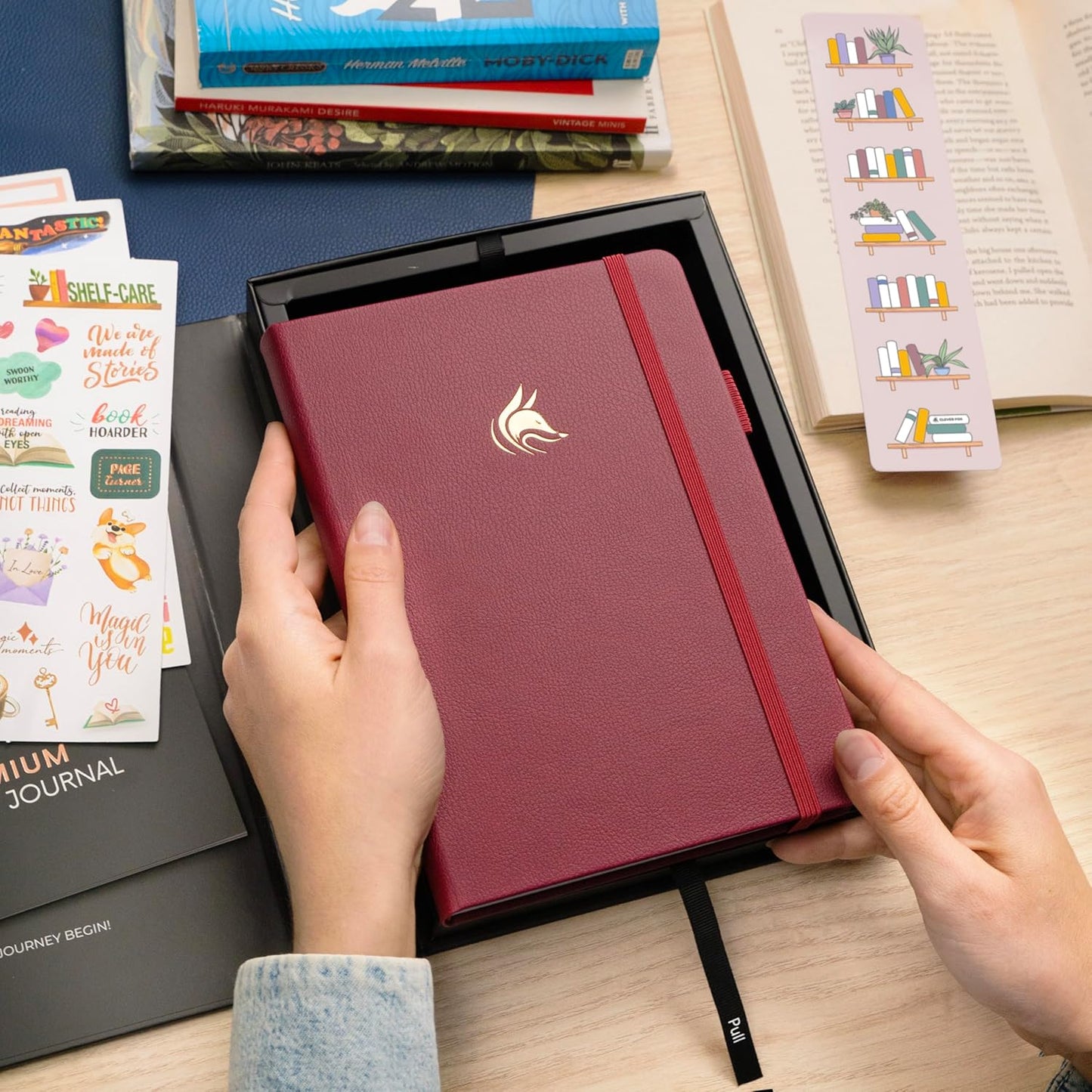 Clever Fox Reading Journal Premium – Review Log Notebook with Reading Tracker – Gifts & Accessories for Book Lovers, Adults & Kids (Burgundy)