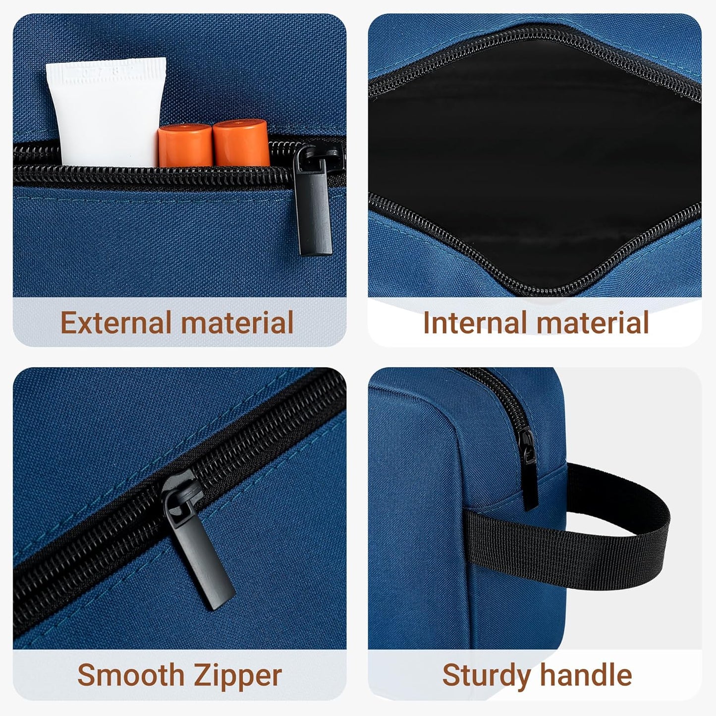 Elviros Travel Toiletry Bag for Women and Men, Lightweight Makeup Bag Hanging Dopp Kit with Shaving Compartment Cosmetic Organizer Small Tool Bag Travel Essentials, Navy Blue