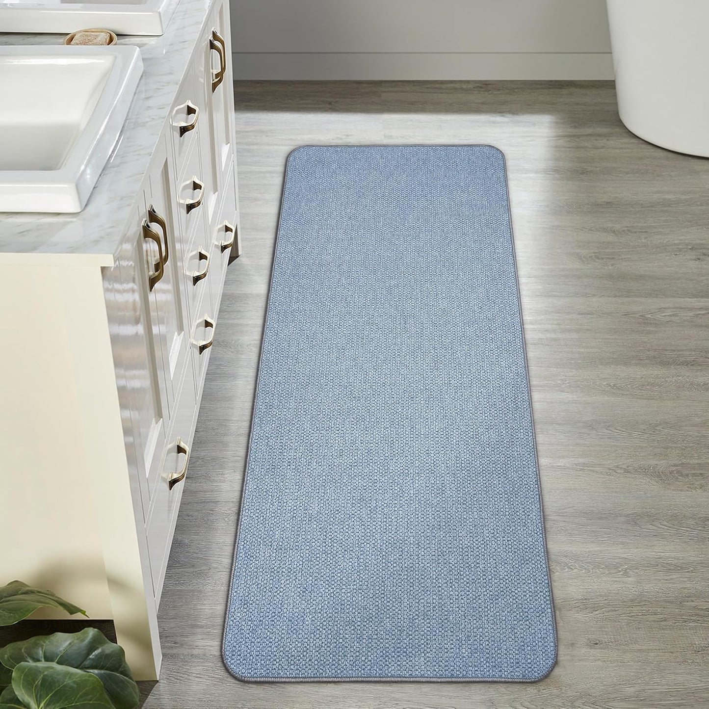 Bath Mat,Ultra Thin Bathroom Runner Rugs,Large Bath Mats for Bathroom,Quick Dry,Non-Slip,Machine Washable,Low Pile,Bath Rug,Shower Outside,Sink,Home Decor Accessories.Blue,2'x5'(24x60inch)