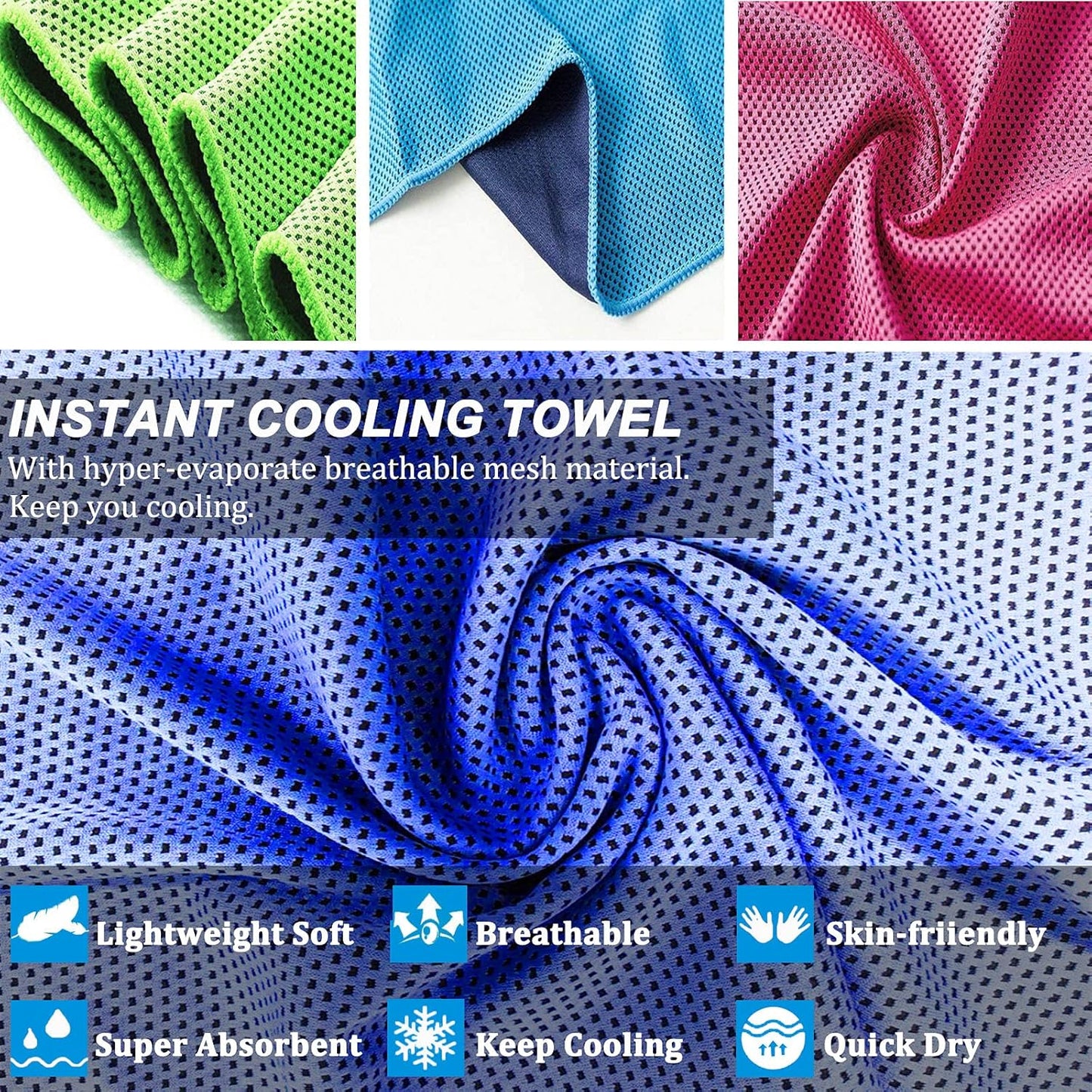 YQXCC Cooling Towels | 4 Pack 47"x12" | Ice Cool for Neck | Microfiber Soft Breathable Chilly | for Yoga, Sports, Golf, Gym, Camping, Running, Fitness, Workout & More Activities