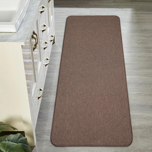 Bath Mat,Ultra Thin Bathroom Runner Rugs,Large Bath Mats for Bathroom,Quick Dry,Non-Slip,Machine Washable,Low Pile,Bath Rug,Shower Outside,Sink,Home Decor Accessories.Brown,1'5"x4'11"(17x59inch)