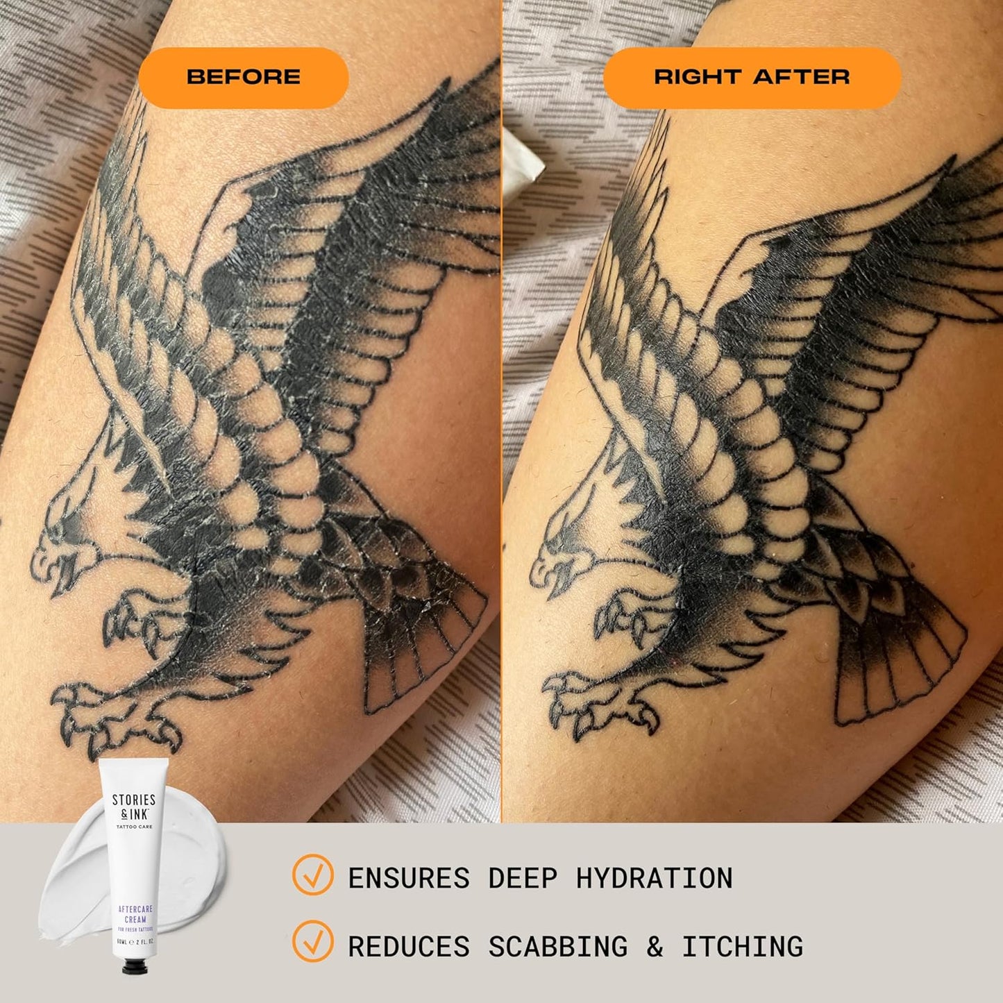 Stories & Ink Tattoo Care | AFTERCARE CREAM for fresh tattoos - Soothes Freshly Tattooed Skin, Visibly Calms Itchy or Irritated Skin, Fragrance-Free, Vegan & Cruelty-Free, 60 mL / 2 Fl Oz