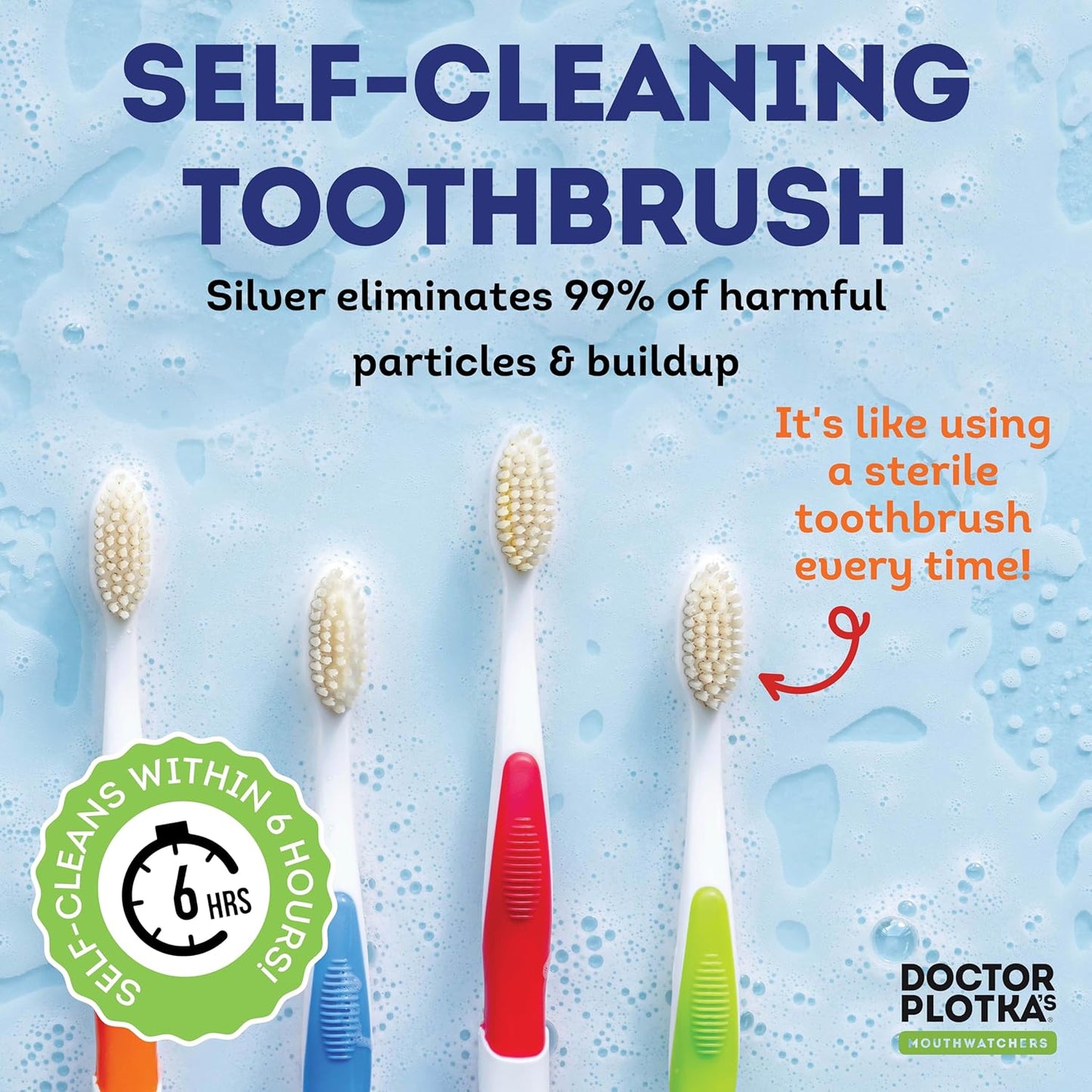 MOUTHWATCHERS Soft Flossing Toothbrushes, Value Pack of 4, Green, Manual Toothbrush for Adults, Ultra Clean, Good for Sensitive Teeth and Gums, by Dr. Plotka's