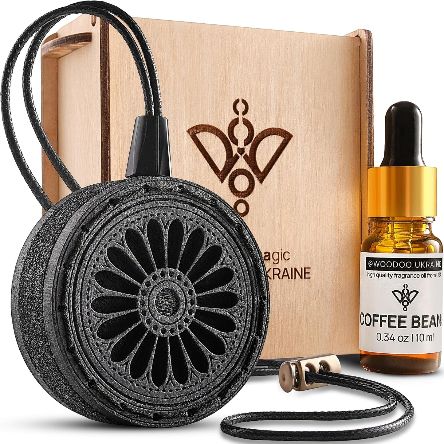 Wood Car Air Freshener — Handmade Air Freshener — Best Wheels Aromatherapy Fragrance Oil Diffuser in Wooden Gift Box — Ready To Gift Set with Coffee Beans Fragrance Oil - 10 ml