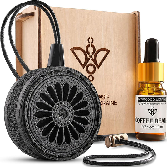 Wood Car Air Freshener — Handmade Air Freshener — Best Wheels Aromatherapy Fragrance Oil Diffuser in Wooden Gift Box — Ready To Gift Set with Coffee Beans Fragrance Oil - 10 ml