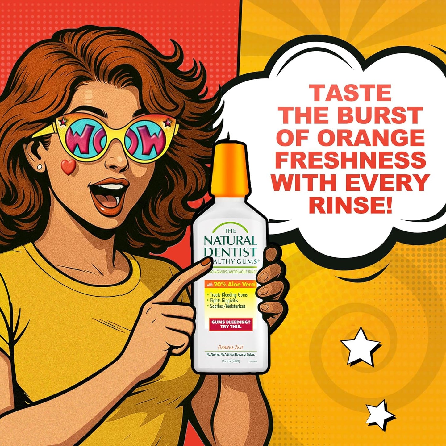 The Natural Dentist Healthy Gums Mouth Wash, Orange Zest, 16.9 Fl Oz