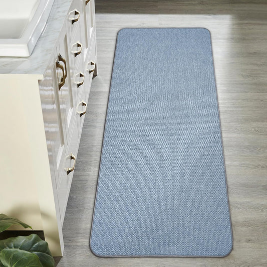 Bath Mat,Ultra Thin Bathroom Runner Rugs,Large Bath Mats for Bathroom,Quick Dry,Non-Slip,Machine Washable,Low Pile,Bath Rug,Shower Outside,Sink,Home Decor Accessories.Blue,1'9"x3'11"(21x47inch)