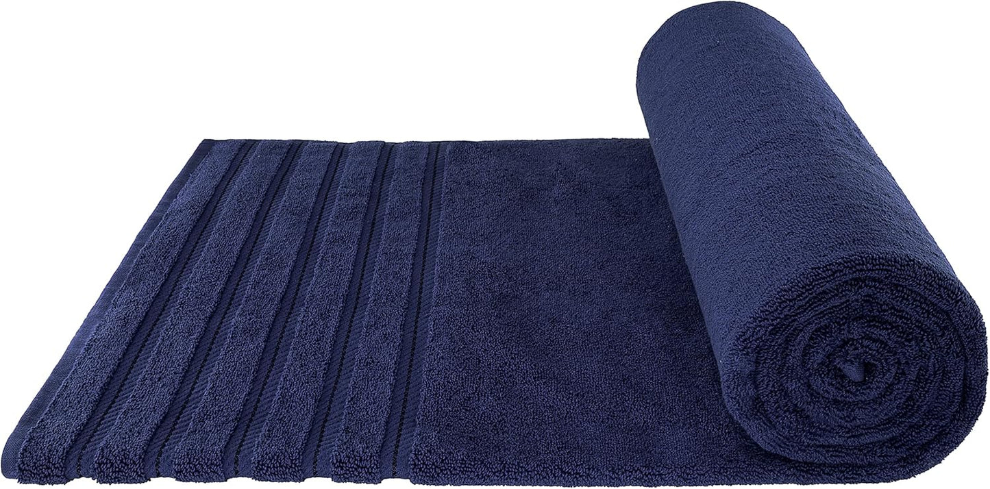 American Soft Linen 35x70 Jumbo Large Bath Towels, 600 GSM 100% Cotton Turkish Bath Sheet, Oversized Luxury Bath Towels for Bathroom Beach and Pool, Navy Blue