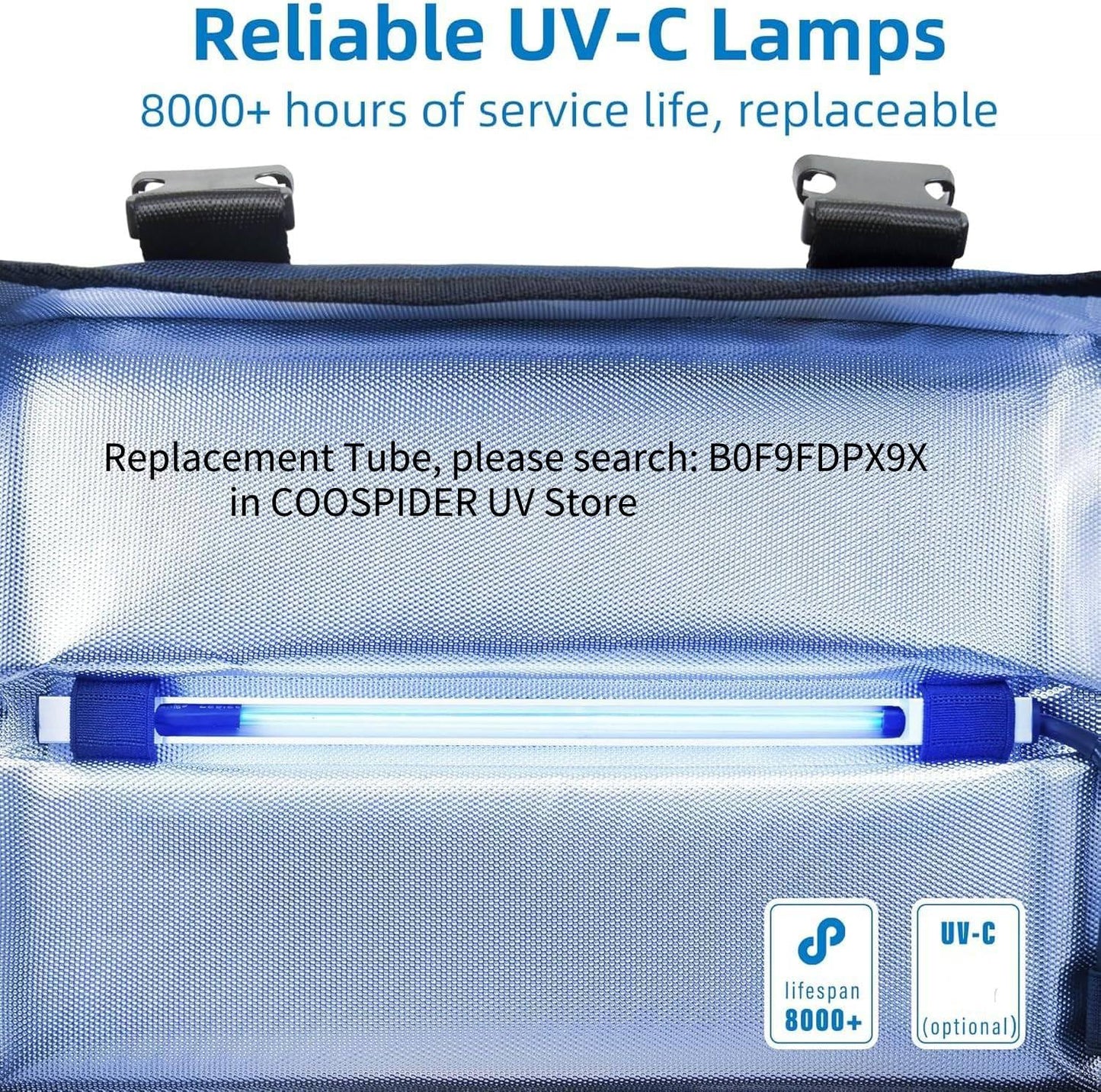 UVC Sanitizer Box Ozone Free with Timer, Portable Large Cleaner Bag with USB Port, UV Light Blue Tote for Mask, Cell Phone, Baby Bottle, Key, Towel 12L/3.17 gal