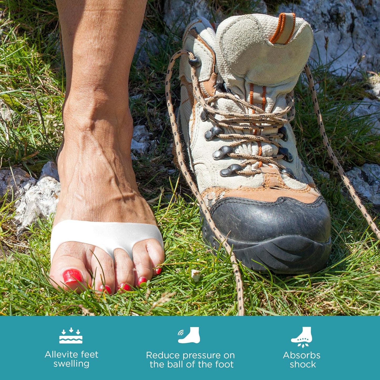 Homergy Metatarsal Foot Pads - Soft Gel Ball of Foot Cushions for Pain Relief, Ultra-Thin Sleeve Design, Stays in Place, Breathable & Reusable - Fits Heels, Flats, Sneakers (4 Pads / 2 Pairs)