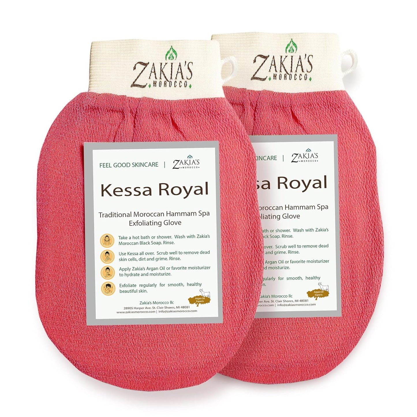 Original Kessa Exfoliating Glove -Value Pack (2pcs) -Pink -Microdermabrasion At Home Exfoliating Mitts, Removes unwanted dead skin, dirt and grime and Keratosis Pilaris. Great for spray tan removal