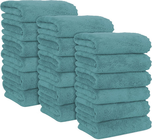 MOONQUEEN 18 Pack Premium Hand Towels - Quick Drying - Microfiber Coral Velvet Highly Absorbent Towels - Multipurpose Use as Hotel, Bathroom, Shower, Spa, Hand Towel 16 x 28 inches (Teal)