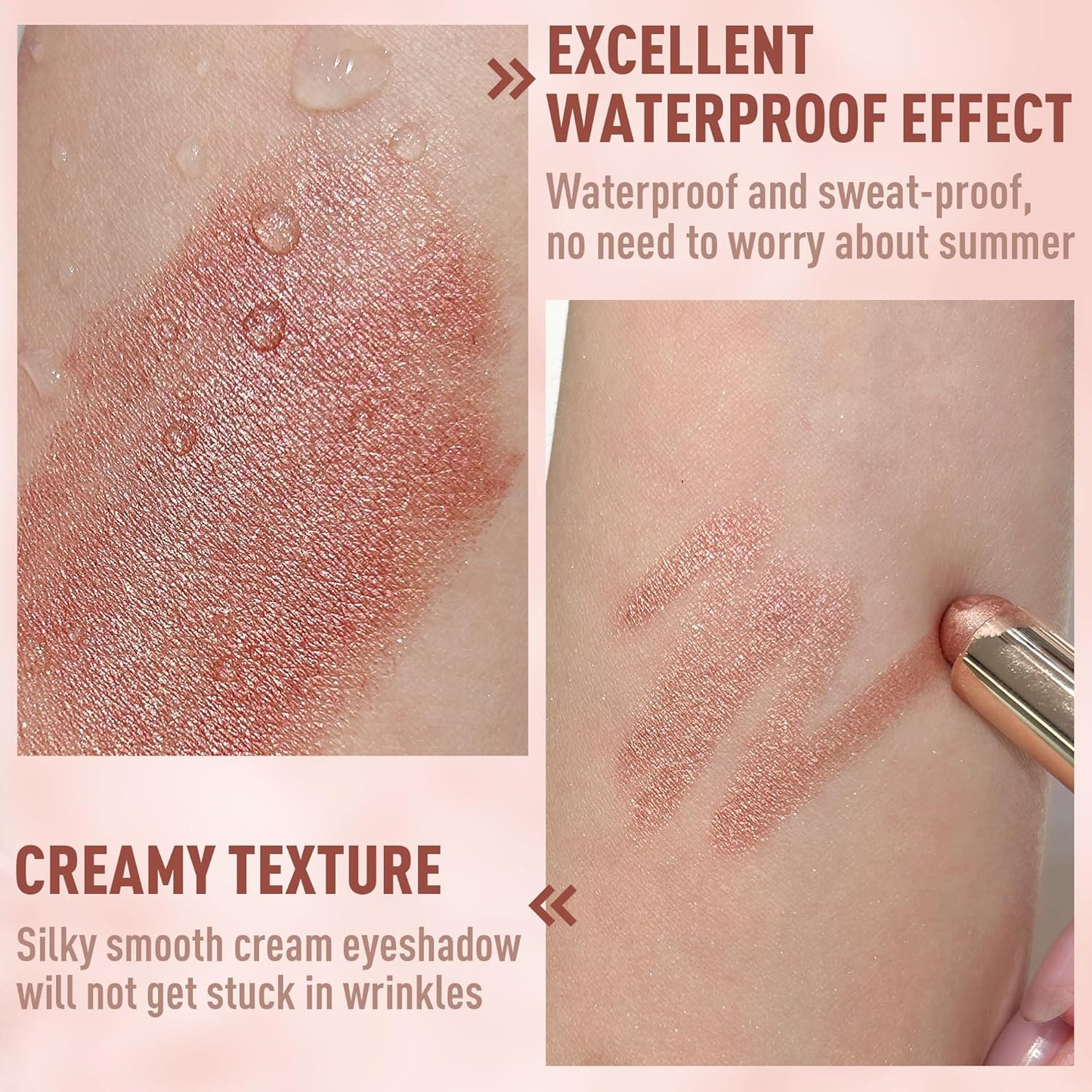 FV Cream Shimmer Eyeshadow Stick,Long Lasting & Waterproof, Multi-Use & High Pigment Eyeshadow Makeup Stick (Rose Shimmer)