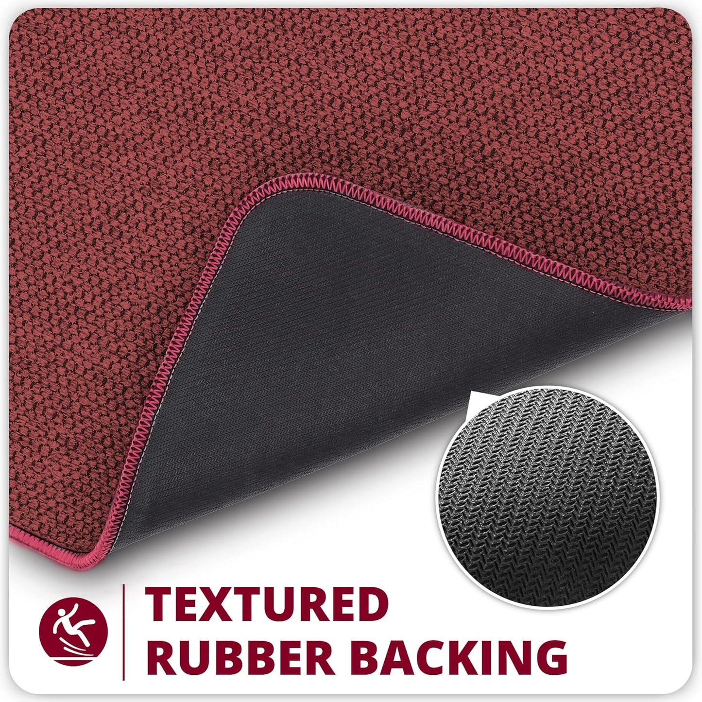 Bath Mat,Ultra Thin Bathroom Runner Rugs,Large Bath Mats for Bathroom,Quick Dry,Non-Slip,Machine Washable,Low Pile,Bath Rug,Shower Outside,Sink,Home Decor Accessories.Red,1'5"x2'11"(17x35inch)